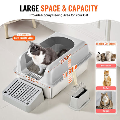 XM-0011 - 6-Inch Odor-Free Cat Litter Box with 30L Capacity