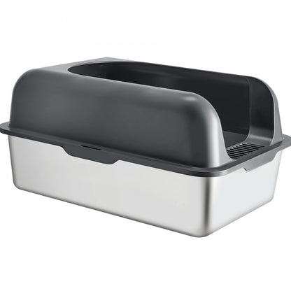 XM-0012 - 30L Stainless Steel Cat Litter Box with Filtering Footboard