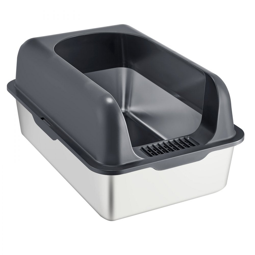 XM-0012 - 30L Stainless Steel Cat Litter Box with Filtering Footboard