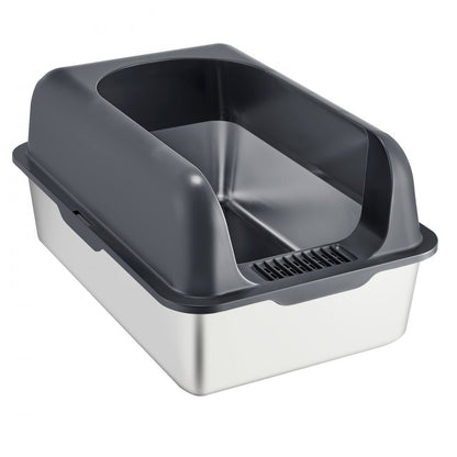 XM-0012 - 30L Stainless Steel Cat Litter Box with Filtering Footboard