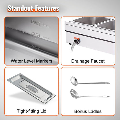 010105766169 - 3-Pan 12QT Electric Food Warmer with Glass Cover