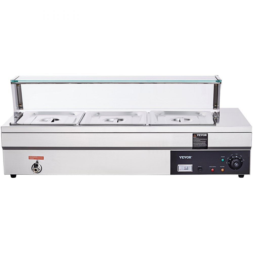 010105766169 - 3-Pan 12QT Electric Food Warmer with Glass Cover