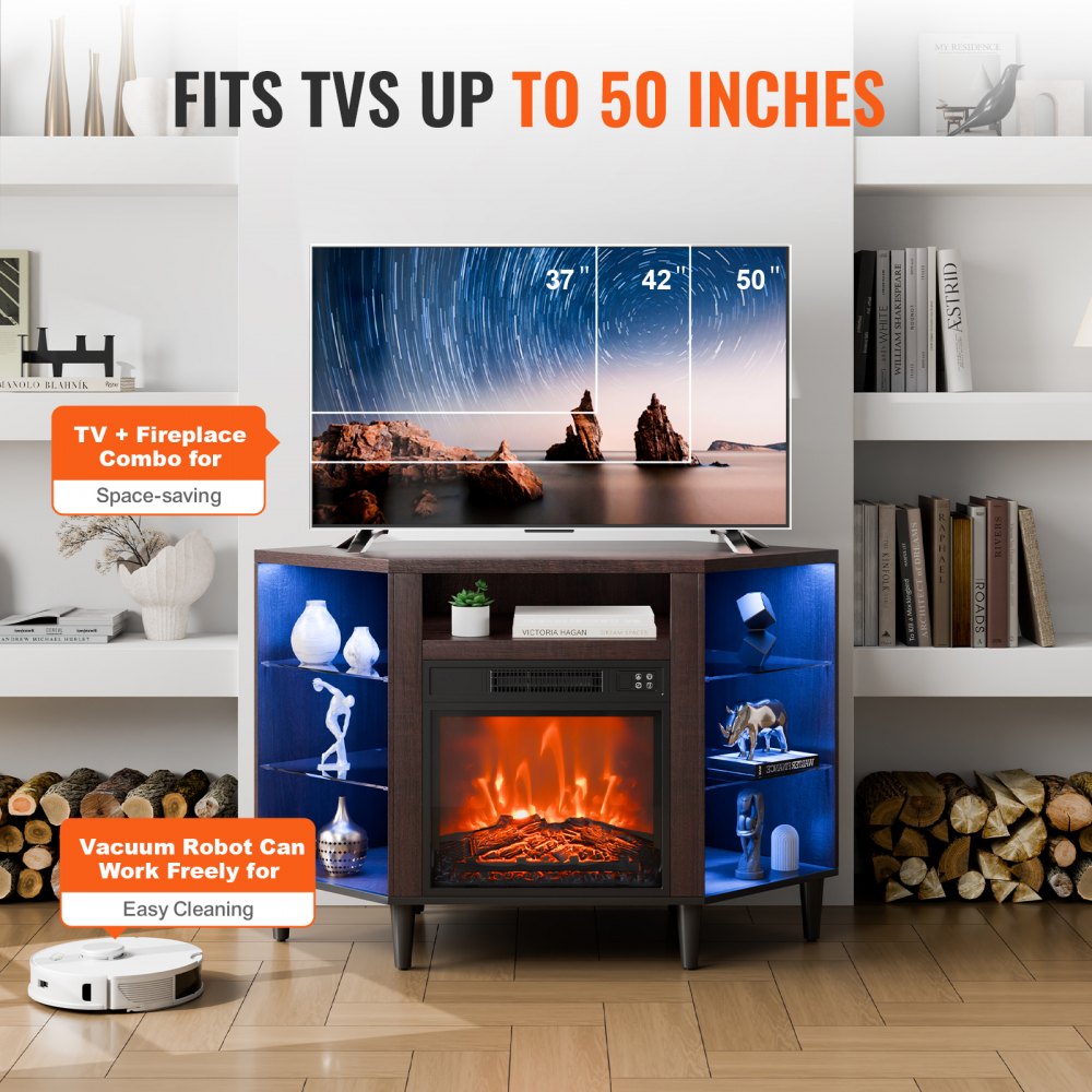 J01079-45 - 50" VEVOR Fireplace TV Stand with 1400W Heating & Remote