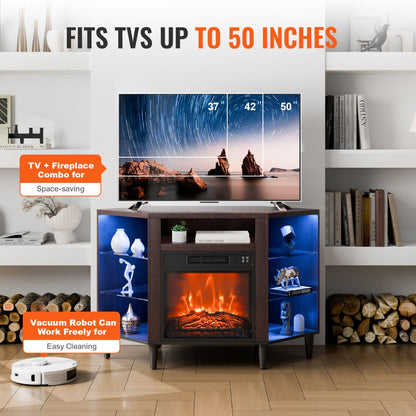 J01079-45 - 50" VEVOR Fireplace TV Stand with 1400W Heating & Remote