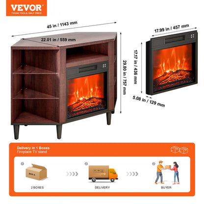 J01079-45 - 50" VEVOR Fireplace TV Stand with 1400W Heating & Remote
