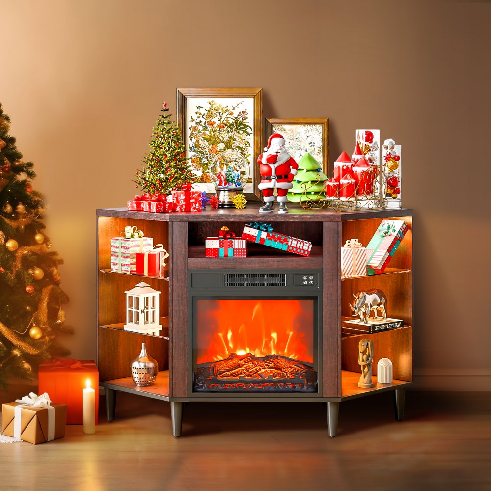 J01079-45 - 50" VEVOR Fireplace TV Stand with 1400W Heating & Remote