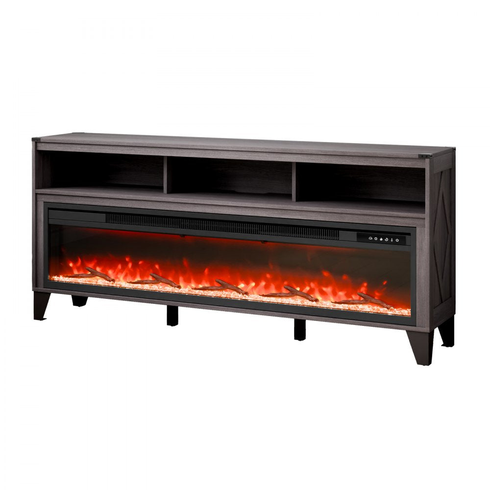 J02157-66 - 60" Fireplace TV Stand with LED Lights & Heating for 323 sq ft