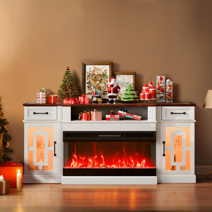 J02158-70 - VEVOR 70" Fireplace TV Stand with Remote & LED Lights