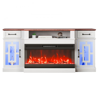 J02158-70 - VEVOR 70" Fireplace TV Stand with Remote & LED Lights