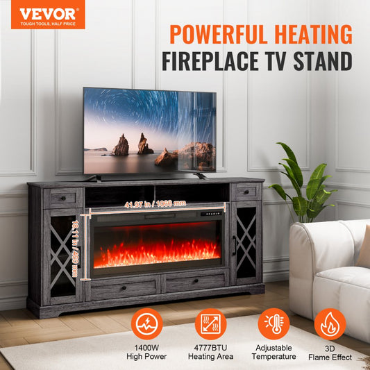 J01081-70 - VEVOR 70" Fireplace TV Stand with Remote & LED Lights
