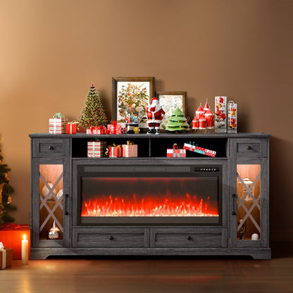 J01081-70 - VEVOR 70" Fireplace TV Stand with Remote & LED Lights