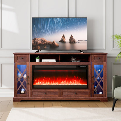 J01081-70 - 70" VEVOR Corner Fireplace TV Stand with LED Lights & Remote