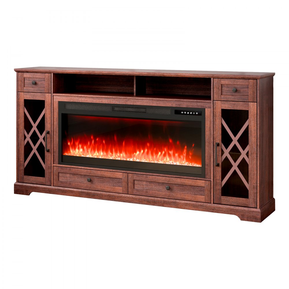 J01081-70 - 70" VEVOR Corner Fireplace TV Stand with LED Lights & Remote