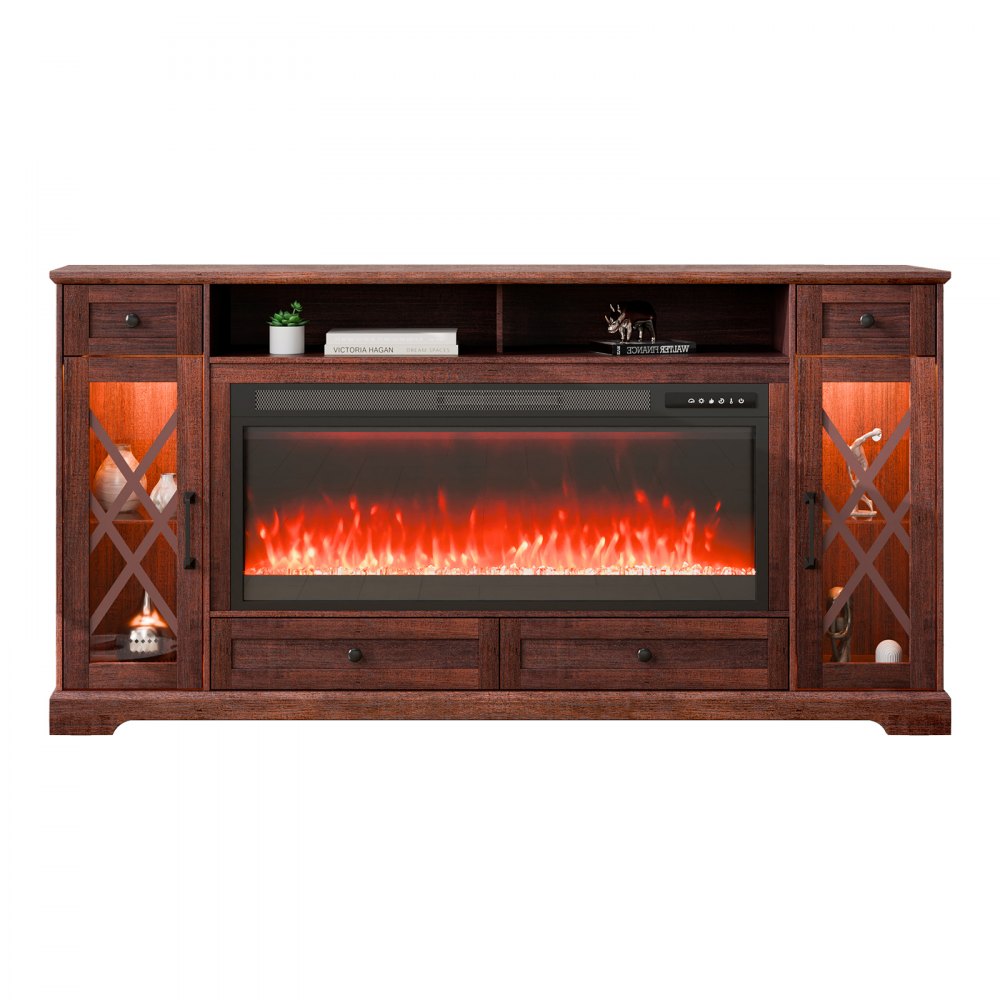 J01081-70 - 70" VEVOR Corner Fireplace TV Stand with LED Lights & Remote