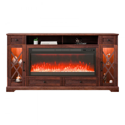 J01081-70 - 70" VEVOR Corner Fireplace TV Stand with LED Lights & Remote