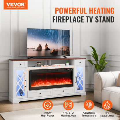 J01081-70 + SF103-42 - Electric Fireplace TV Stand with LED Lights & Remote