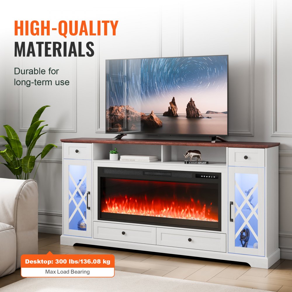 J01081-70 + SF103-42 - Electric Fireplace TV Stand with LED Lights & Remote