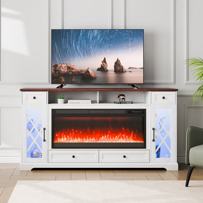 J01081-70 + SF103-42 - Electric Fireplace TV Stand with LED Lights & Remote