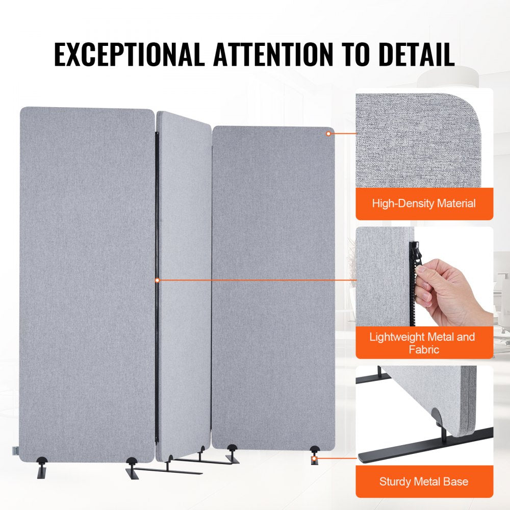 TLD-001 - 3-Panel Soundproof Partition, 72.4" x 65.2" for Privacy