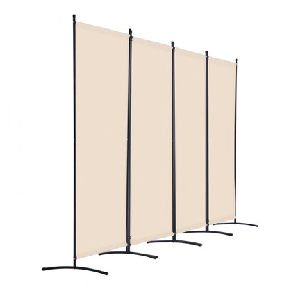 PFFSTGMS09 - 4-Panel Beige Room Divider with Light-Blocking Fabric