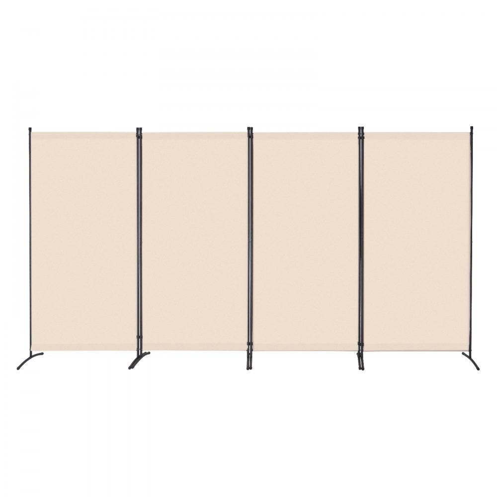 PFFSTGMS09 - 4-Panel Beige Room Divider with Light-Blocking Fabric