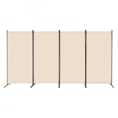 PFFSTGMS09 - 4-Panel Beige Room Divider with Light-Blocking Fabric