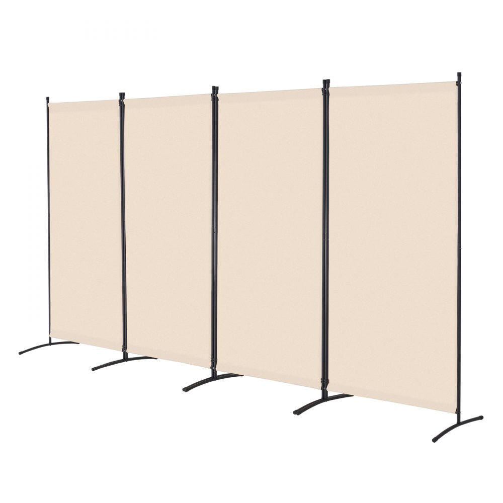 PFFSTGMS09 - 4-Panel Beige Room Divider with Light-Blocking Fabric