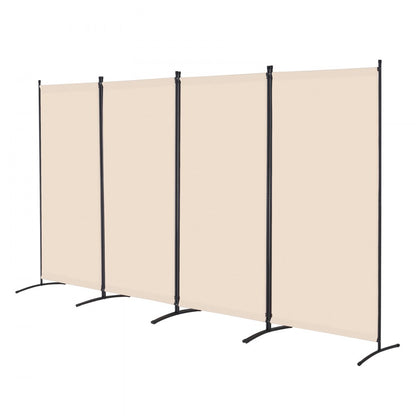 PFFSTGMS09 - 4-Panel Beige Room Divider with Light-Blocking Fabric