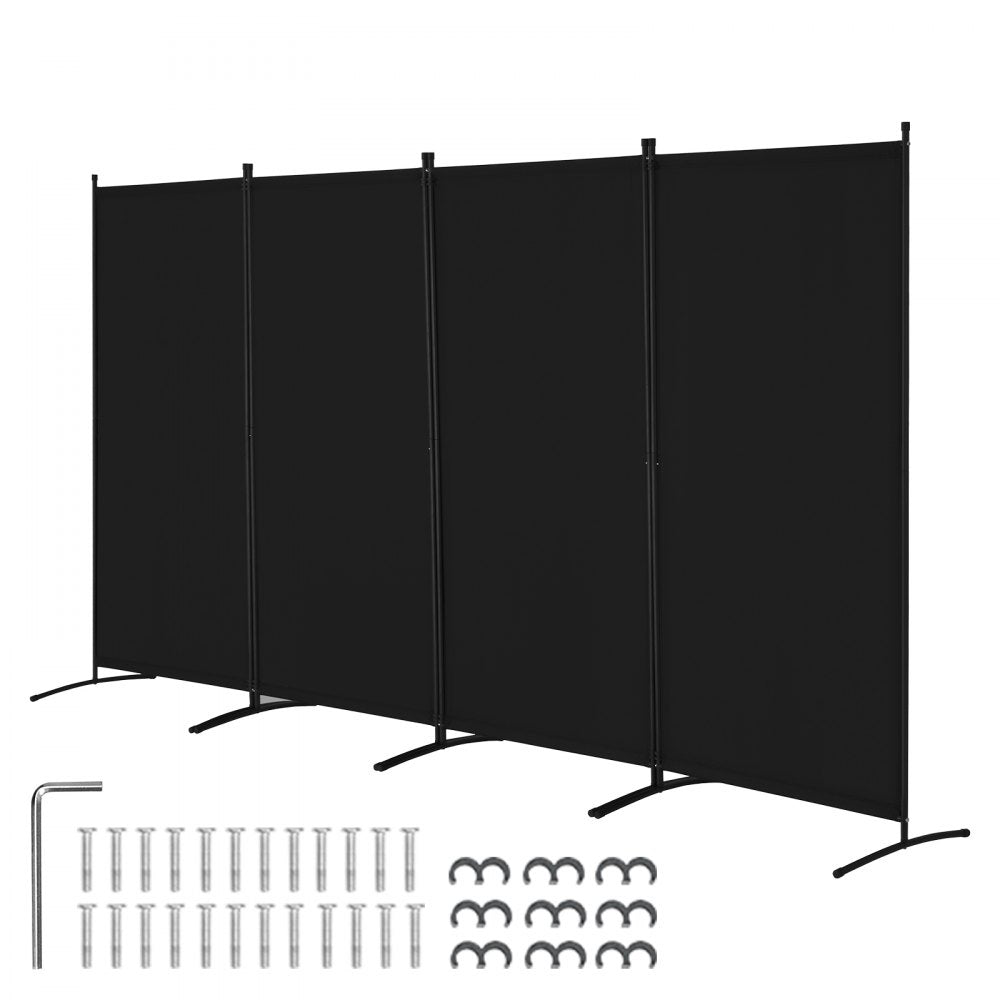 PFFSTGHS07 - 4-Panel Black Oxford Room Divider, Easy Setup & Stable