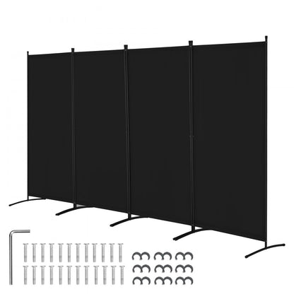 PFFSTGHS07 - 4-Panel Black Oxford Room Divider, Easy Setup & Stable