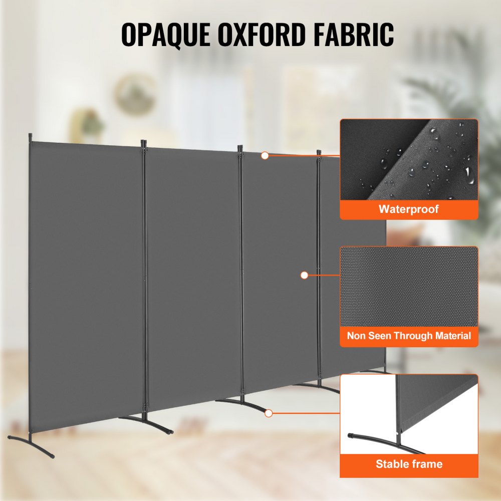 PFFSTGSH08 - 4-Panel Folding Privacy Screen with Durable Oxford Fabric
