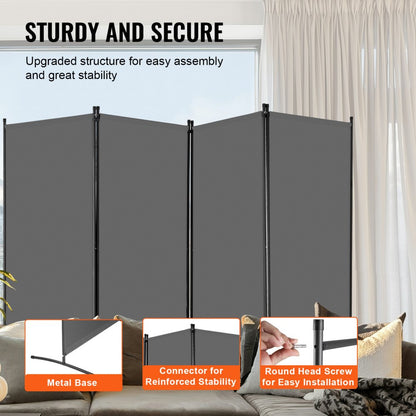 PFFSTGSH08 - 4-Panel Folding Privacy Screen with Durable Oxford Fabric
