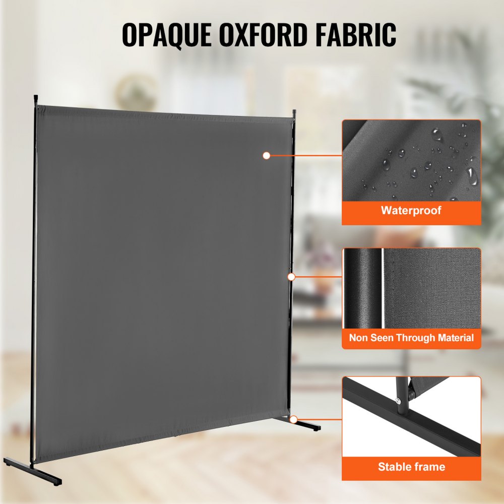 PFDMFGSH02 - 71” Gray Oxford Room Divider with Iron Frame