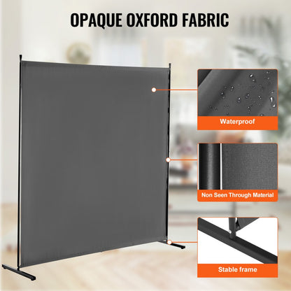 PFDMFGSH02 - 71” Gray Oxford Room Divider with Iron Frame