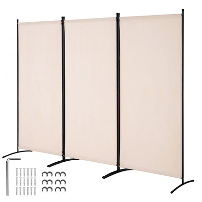 PFTSTGMS06 - 34" x 102.4" Beige Oxford Room Divider with Privacy Features