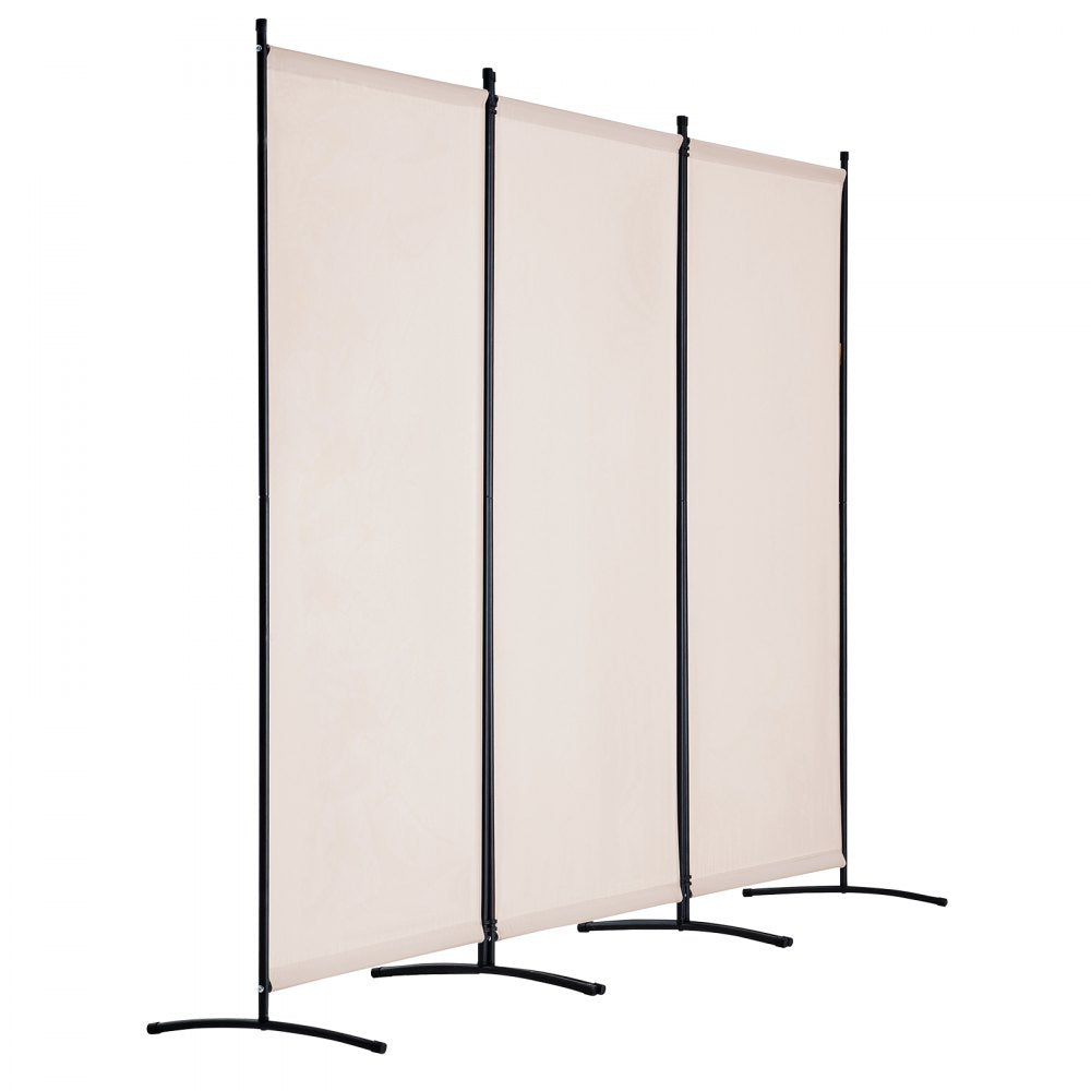 PFTSTGMS06 - 34" x 102.4" Beige Oxford Room Divider with Privacy Features