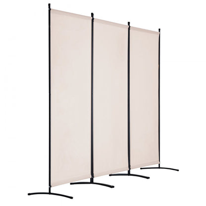 PFTSTGMS06 - 34" x 102.4" Beige Oxford Room Divider with Privacy Features