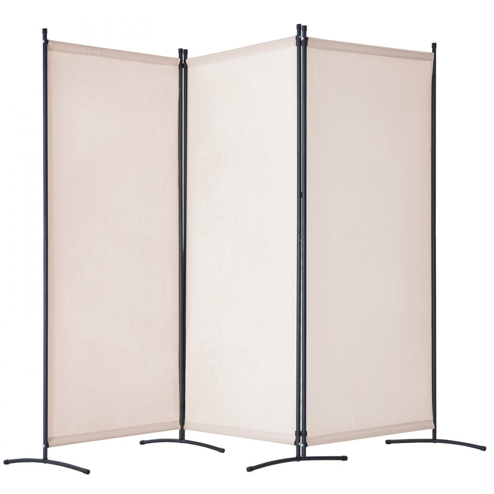 PFTSTGMS06 - 34" x 102.4" Beige Oxford Room Divider with Privacy Features