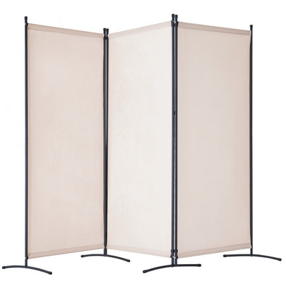 PFTSTGMS06 - 34" x 102.4" Beige Oxford Room Divider with Privacy Features