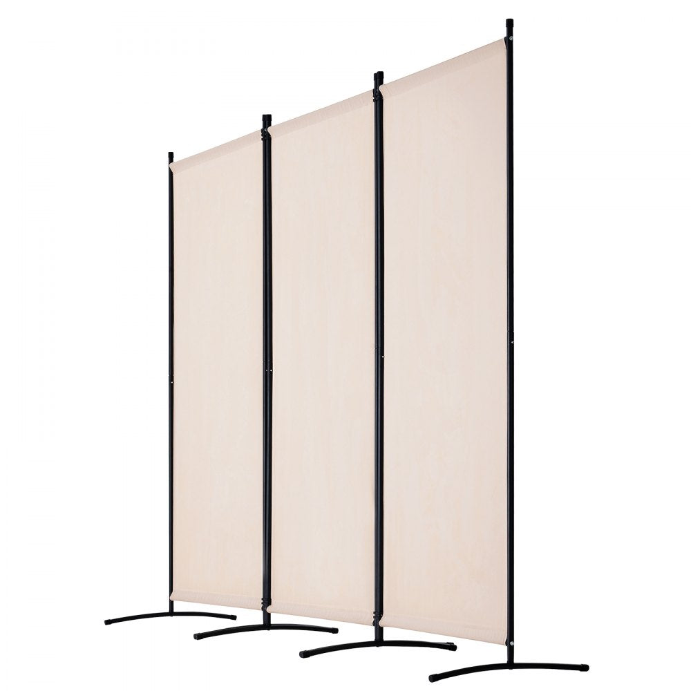 PFTSTGMS06 - 34" x 102.4" Beige Oxford Room Divider with Privacy Features