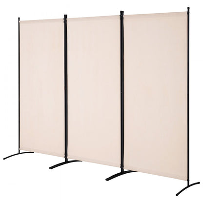 PFTSTGMS06 - 34" x 102.4" Beige Oxford Room Divider with Privacy Features
