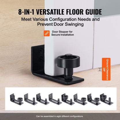 32BL - VEVOR 32" Sliding Barn Door Kit with Frosted Glass and Floor Guide