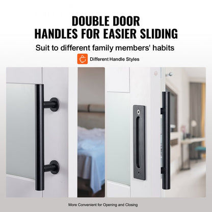 32BL - VEVOR 32" Sliding Barn Door Kit with Frosted Glass and Floor Guide