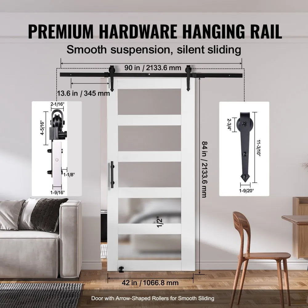 42BL - 84" Cedarwood Barn Door & Hardware Kit for Stylish Dividers