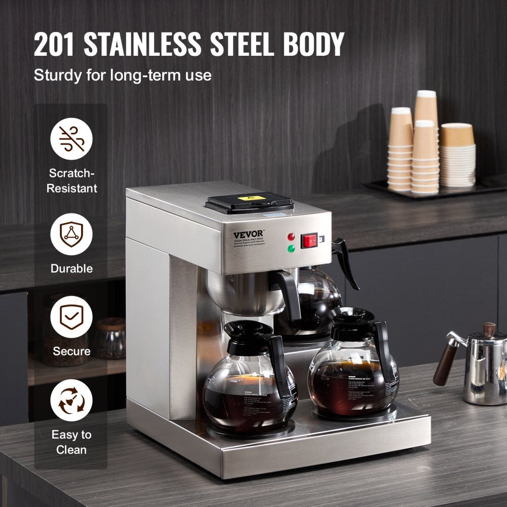 RBT-386-BD3 - 3-Carafe Stainless Steel Drip Coffee Maker for 12-13 People