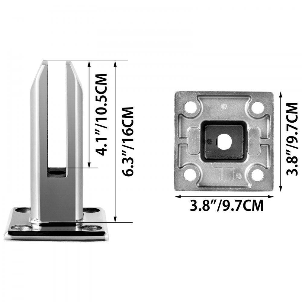 010943631722 - Stainless Steel Glass Railing Clamp Set for 8-12mm Panels