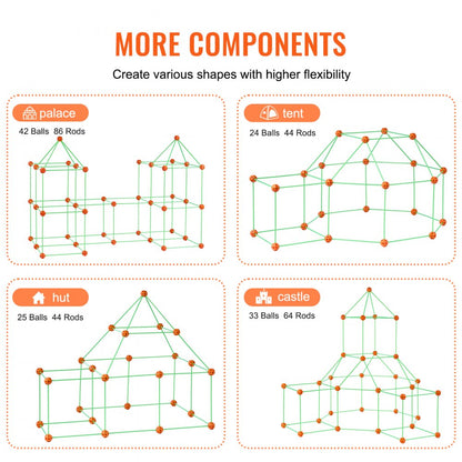 YAOSHUN140PCS - 140-Piece Glow-in-the-Dark Fort Building Kit for Kids