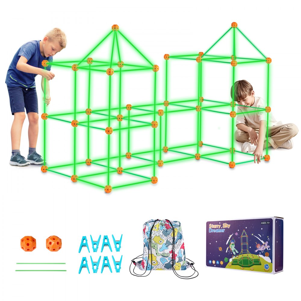 YAOSHUN140PCS - 140-Piece Glow-in-the-Dark Fort Building Kit for Kids