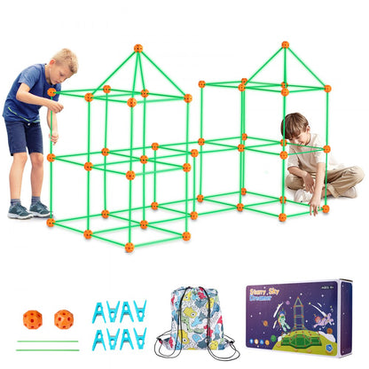 YAOSHUN140PCS - 140-Piece Glow-in-the-Dark Fort Building Kit for Kids
