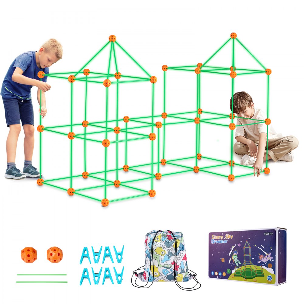 YAOSHUN140PCS - 140-Piece Glow-in-the-Dark Fort Building Kit for Kids
